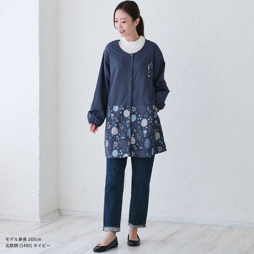 裏起毛、フリース、割烹着、無地、裏ボア、ゆったり、ボア、キルティング、かっぽうぎ、スモック、割ぽう着、シンプル、エプロン、ロング、ワンピース、保育士、ロング、ギフト、おしゃれ、かわいい、母の日、ギフト、プレゼント