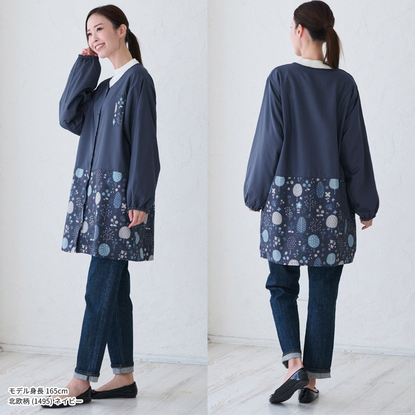 裏起毛、フリース、割烹着、無地、裏ボア、ゆったり、ボア、キルティング、かっぽうぎ、スモック、割ぽう着、シンプル、エプロン、ロング、ワンピース、保育士、ロング、ギフト、おしゃれ、かわいい、母の日、ギフト、プレゼント