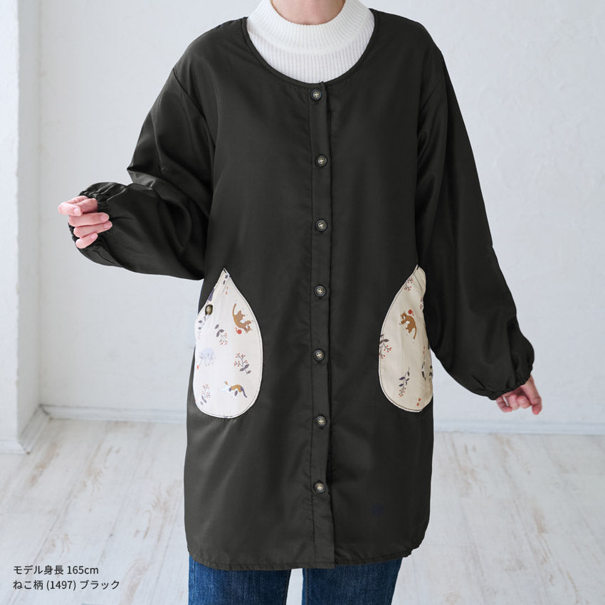 裏起毛、フリース、割烹着、無地、裏ボア、ゆったり、ボア、キルティング、かっぽうぎ、スモック、割ぽう着、シンプル、エプロン、ロング、ワンピース、保育士、ロング、ギフト、おしゃれ、かわいい、母の日、ギフト、プレゼント