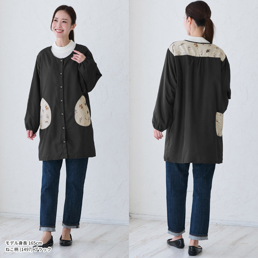 裏起毛、フリース、割烹着、無地、裏ボア、ゆったり、ボア、キルティング、かっぽうぎ、スモック、割ぽう着、シンプル、エプロン、ロング、ワンピース、保育士、ロング、ギフト、おしゃれ、かわいい、母の日、ギフト、プレゼント