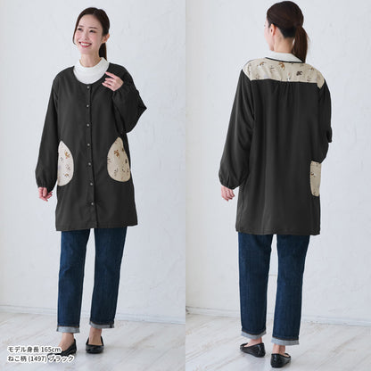 裏起毛、フリース、割烹着、無地、裏ボア、ゆったり、ボア、キルティング、かっぽうぎ、スモック、割ぽう着、シンプル、エプロン、ロング、ワンピース、保育士、ロング、ギフト、おしゃれ、かわいい、母の日、ギフト、プレゼント