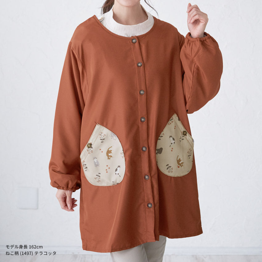 裏起毛、フリース、割烹着、無地、裏ボア、ゆったり、ボア、キルティング、かっぽうぎ、スモック、割ぽう着、シンプル、エプロン、ロング、ワンピース、保育士、ロング、ギフト、おしゃれ、かわいい、母の日、ギフト、プレゼント