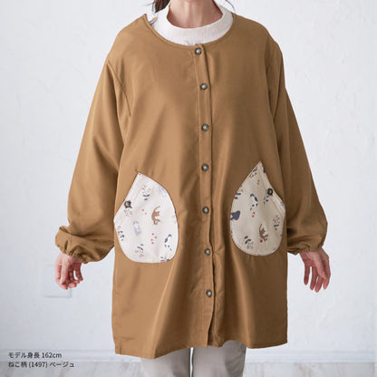 裏起毛、フリース、割烹着、無地、裏ボア、ゆったり、ボア、キルティング、かっぽうぎ、スモック、割ぽう着、シンプル、エプロン、ロング、ワンピース、保育士、ロング、ギフト、おしゃれ、かわいい、母の日、ギフト、プレゼント