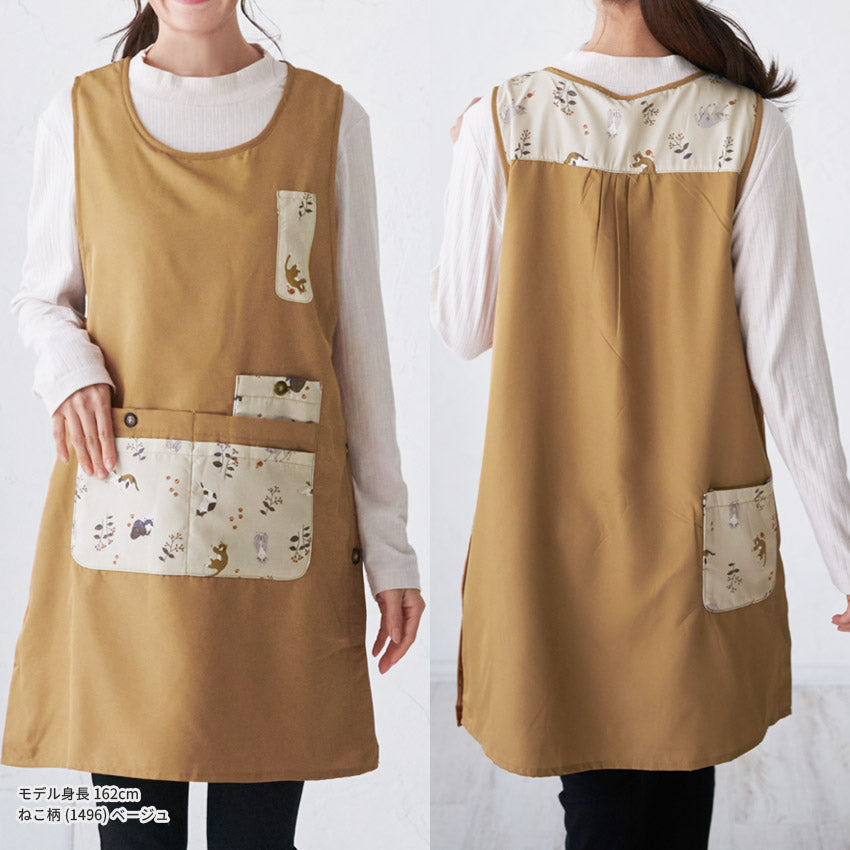 裏起毛、エプロン、フリース、裏ボア、ゆったり、ボア、かっぽうぎ、スモック、割ぽう着、シンプル、エプロン、ロング、ワンピース、保育士、ロング、ギフト、おしゃれ、かわいい、母の日、ギフト、プレゼント