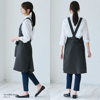 制服やユニフォームにぴったりの前結びリボンが可愛いエプロン