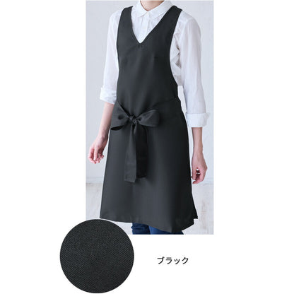 制服やユニフォームにぴったりの前結びリボンが可愛いエプロン