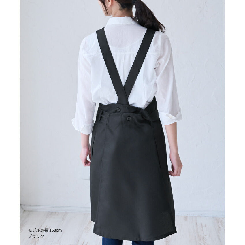 制服やユニフォームにぴったりの前結びリボンが可愛いエプロン
