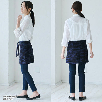 ショート丈デニムエプロン腰巻きギャルソンデニムヒッコリー