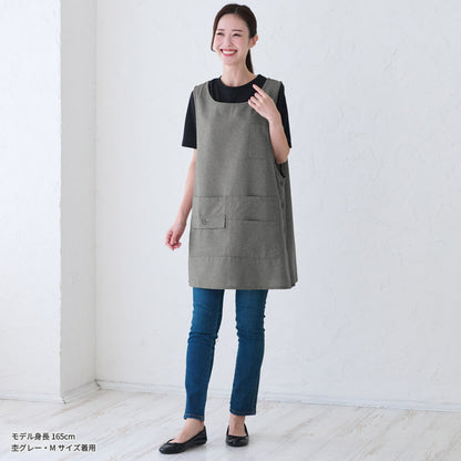撥水加工脇ボタンワンピースエプロンはっ水加工撥水はっ水ロングミドル無地かわいい前掛け可愛い料理ギフトプレゼント保育士エプロンお尻隠れるエプロンカフェエプロン