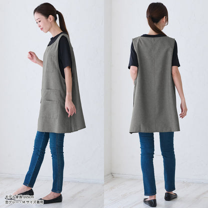 撥水加工脇ボタンワンピースエプロンはっ水加工撥水はっ水ロングミドル無地かわいい前掛け可愛い料理ギフトプレゼント保育士エプロンお尻隠れるエプロンカフェエプロン