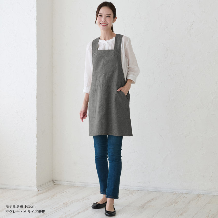 撥水加工サロペットワンピースエプロン撥水ナチュラルゆったりエプロンサロンエプロンはっ水かわいいおしゃれ保育士黒料理ギフトプレゼントカフェエプロンエプロンサロンカフェロング丈無地