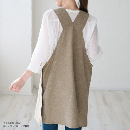 撥水加工、サロペット、ワンピース、エプロン、撥水、ナチュラル、ゆったりエプロン、サロンエプロン、はっ水、かわいい、おしゃれ、保育士、黒、料理、ギフト、プレゼント、カフェエプロン、エプロン、サロン、カフェ、ロング丈、無地