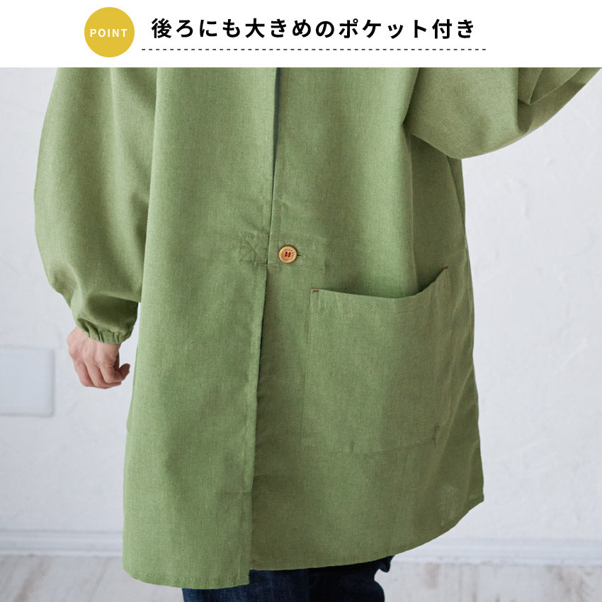 M～Lサイズデニム調ネコ割烹着割烹着保育士かわいいかっぽう着ゆったり大きいサイズＬＬ２Ｌギンガムネコ柄猫ねこ幼稚園介護士看護師家事大人用給食学校家事おしゃれかっぽうぎ