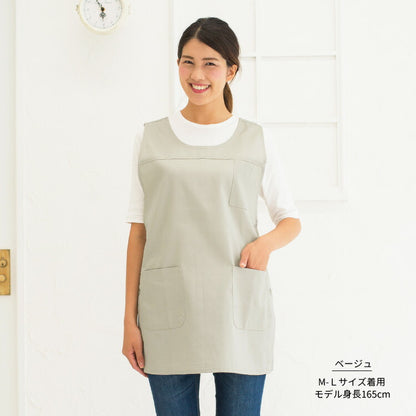 M〜3Lサイズ,脇ボタン,ワンピース,エプロン,ツイル生地,無地,ロング丈,ミドル丈,かわいい,前掛け,可愛い,料理,ギフト,プレゼント,保育士,エプロン,ゆったり,大きいサイズ,大きい