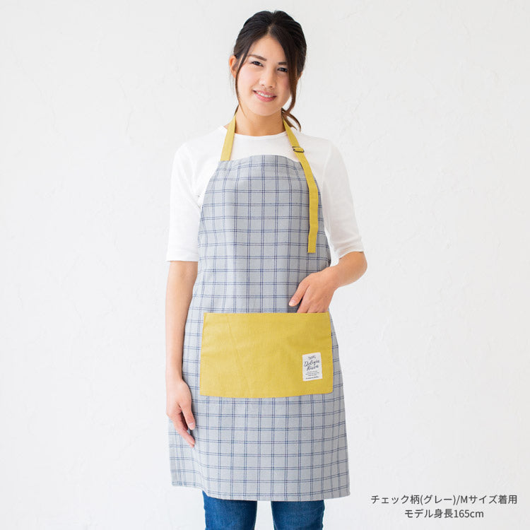 楽エプ,ホルターネック,ホルター,チェック,エプロン,首掛け,ロング丈,ミドル丈,かわいい,前掛け,可愛い,料理,ギフト,プレゼント,保育士,エプロン,ゆったり,大きいサイズ,大きい,チェック柄