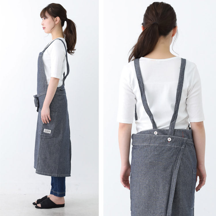ロング,エプロン,ワンピース,,デニム,ヒッコリー,ストライプ,ロング丈,ミドル丈,無地,かわいい,前掛け,可愛い,料理,ギフト,プレゼント,保育士,エプロン,ゆったり,大きいサイズ,大きい