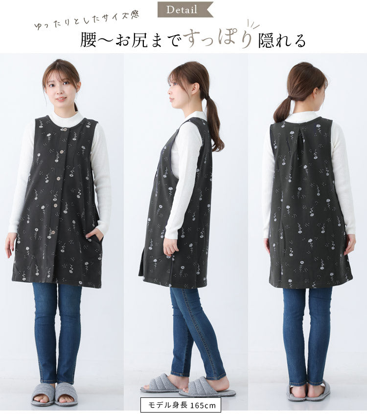すっぽりかぶるエプロンゆったりとしたサイズ感