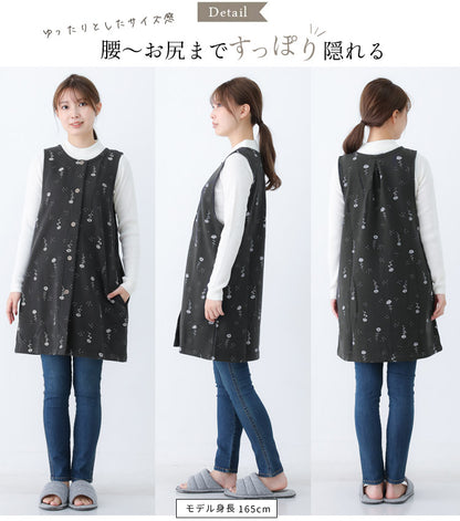 すっぽりかぶるエプロンゆったりとしたサイズ感
