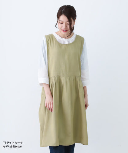 麻混,Vネック,ワンピース,エプロン,無地,ゆったり,綿,コットン,リネン,麻,シンプル,ロング,ワンピースエプロン,保育士,ロング,ギフト,おしゃれ,かわいい,母の日,チェック,ギフト,プレゼント