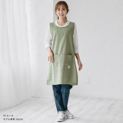 シャンブレー生地ワンピースエプロン