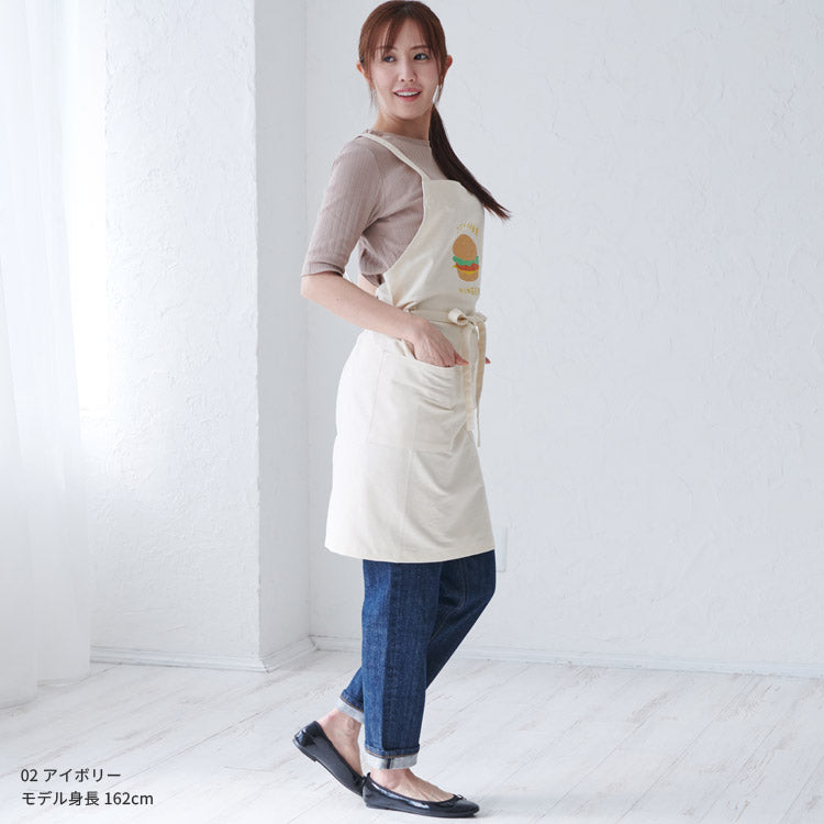 ハンバーガー柄クロスエプロン