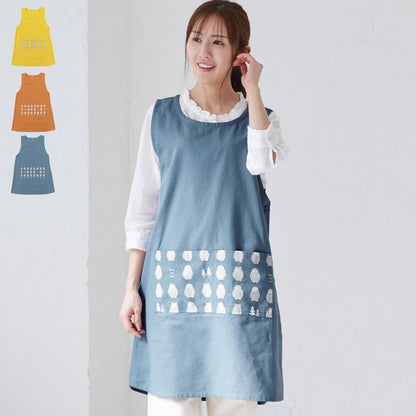 フクロウ柄エプロンワンピースエプロン