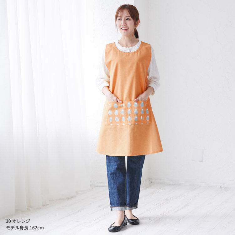 フクロウ柄エプロンワンピースエプロン