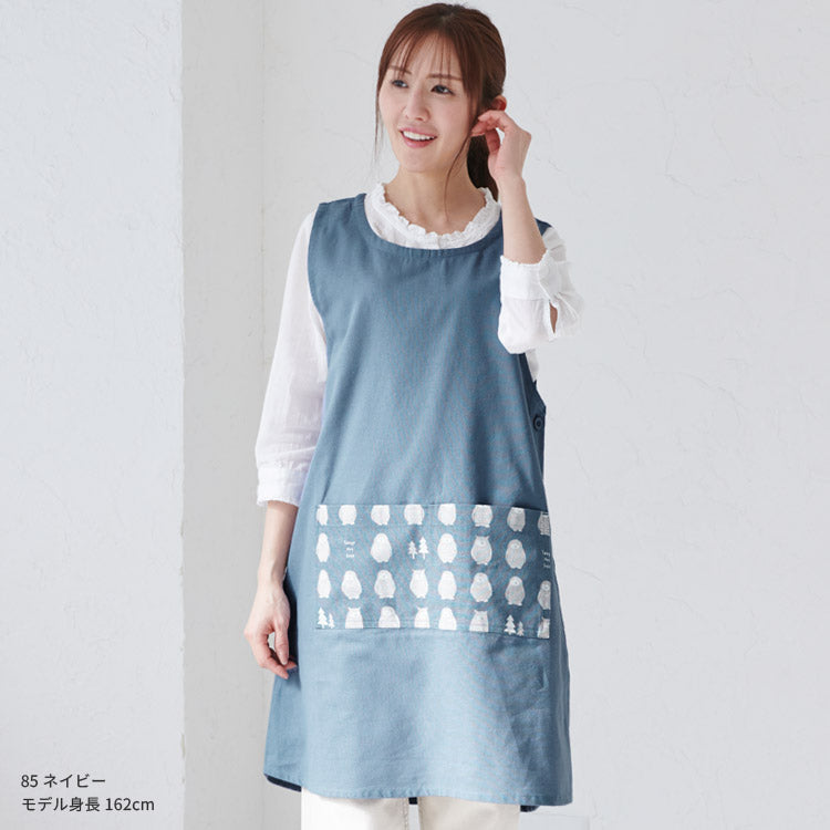 フクロウ柄エプロンワンピースエプロン