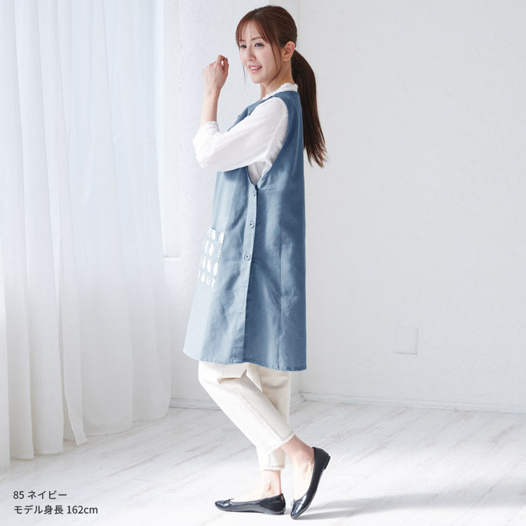 フクロウ柄エプロンワンピースエプロン