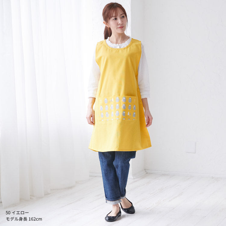 フクロウ柄エプロンワンピースエプロン