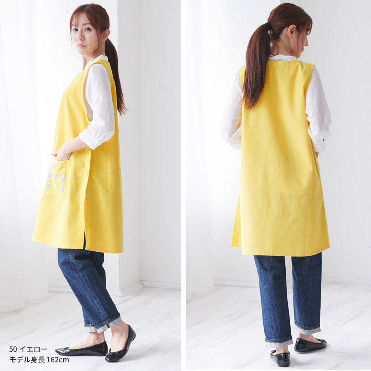 フクロウ柄エプロンワンピースエプロン