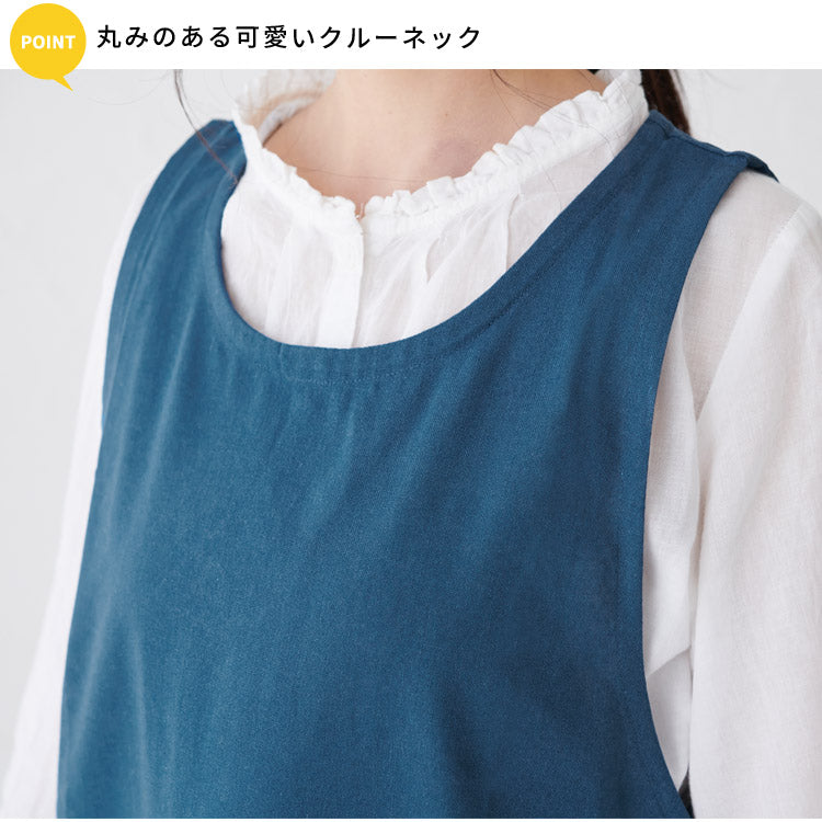 お尻が隠れる花柄エプロンワンピース