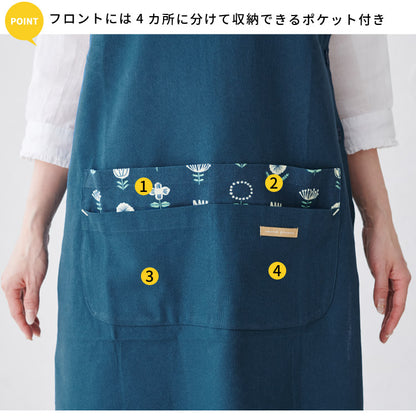 お尻が隠れる花柄エプロンワンピース