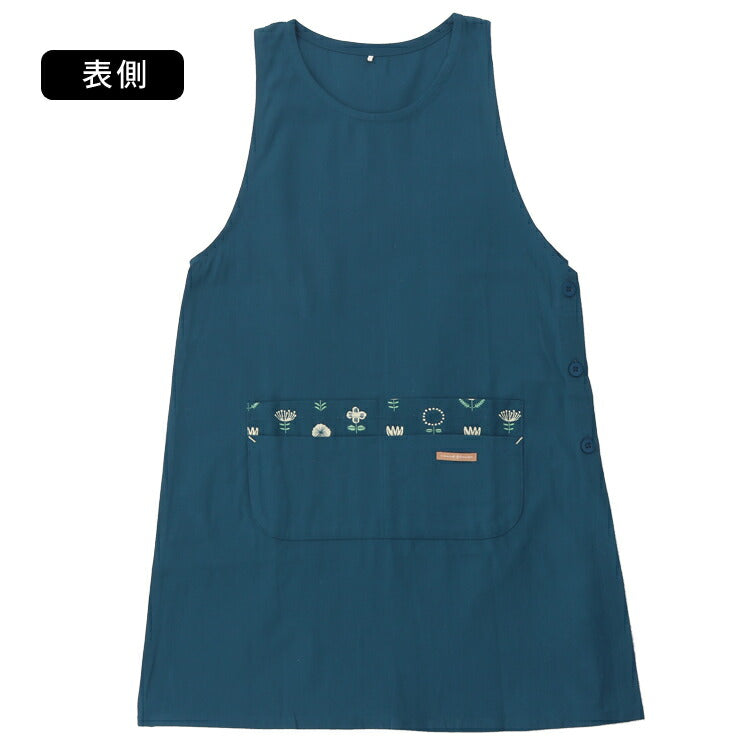 お尻が隠れる花柄エプロンワンピース