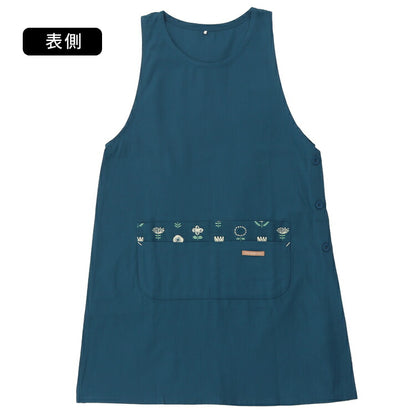 お尻が隠れる花柄エプロンワンピース