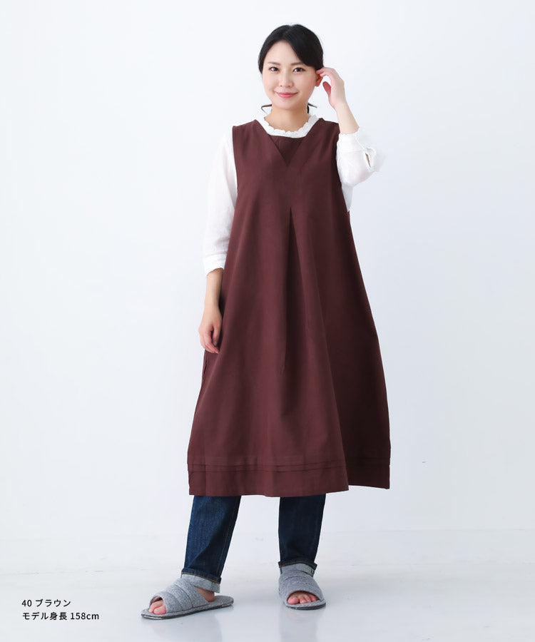 お尻が隠れるコットンフランネルワンピースエプロン
