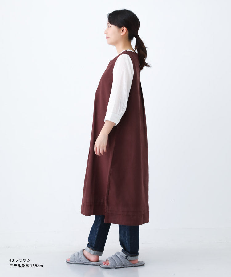 お尻が隠れるコットンフランネルワンピースエプロン