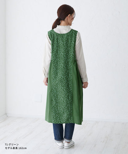 ふんわりＡライン花柄ギャザーエプロン