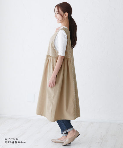 ふんわりＡライン花柄ギャザーエプロン