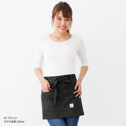 撥水ショート丈サロンエプロンサロンエプロンギャルソン無地かわいい前掛け可愛い料理