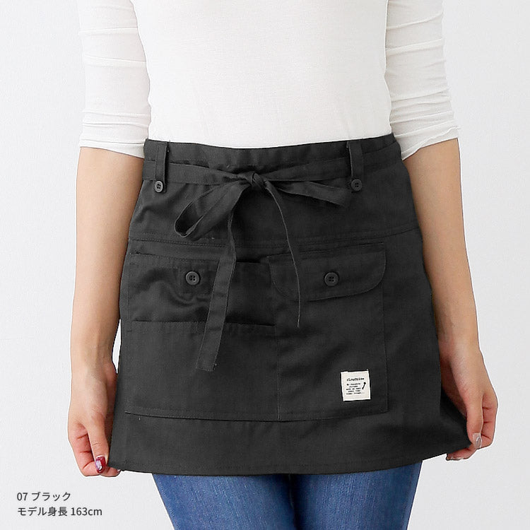 撥水ショート丈サロンエプロンサロンエプロンギャルソン無地かわいい前掛け可愛い料理