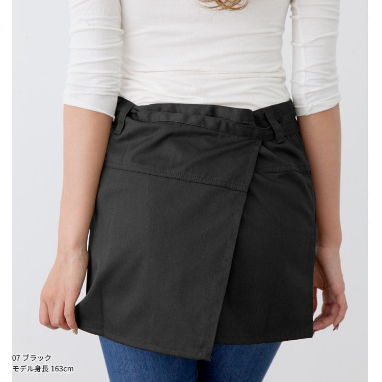 撥水ショート丈サロンエプロンサロンエプロンギャルソン無地かわいい前掛け可愛い料理