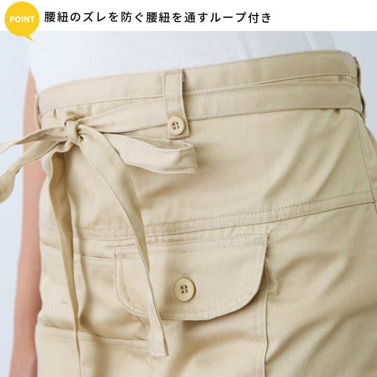 撥水加工ショート丈腰巻き エプロン ギャルソン はっ水 無地 かわいい おしゃれ 保育士 黒 前掛け 可愛い ショート 腰巻