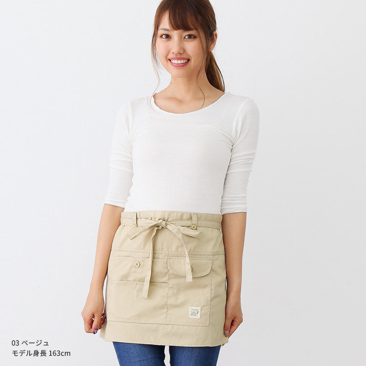 撥水ショート丈サロンエプロンサロンエプロンギャルソン無地かわいい前掛け可愛い料理
