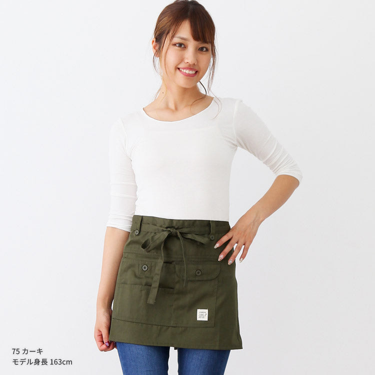 撥水ショート丈サロンエプロンサロンエプロンギャルソン無地かわいい前掛け可愛い料理