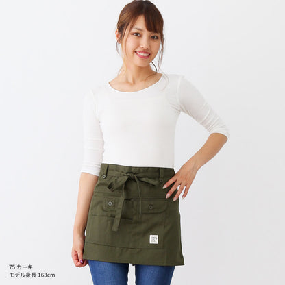 撥水ショート丈サロンエプロンサロンエプロンギャルソン無地かわいい前掛け可愛い料理