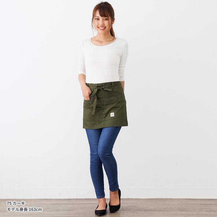 撥水ショート丈サロンエプロンサロンエプロンギャルソン無地かわいい前掛け可愛い料理