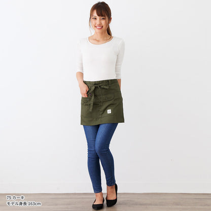 撥水ショート丈サロンエプロンサロンエプロンギャルソン無地かわいい前掛け可愛い料理