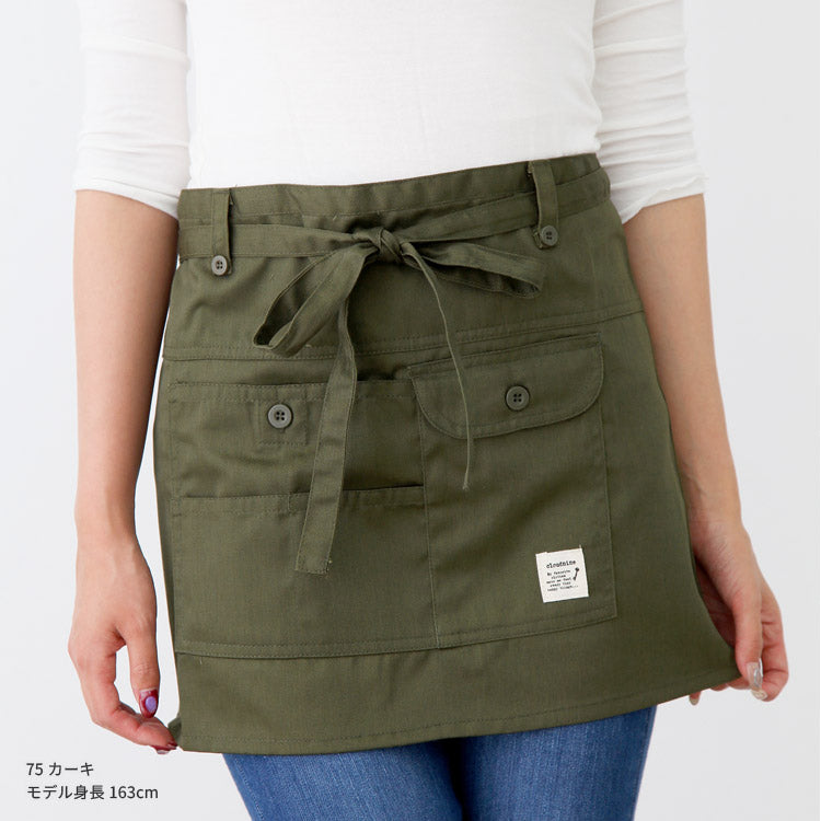 撥水ショート丈サロンエプロンサロンエプロンギャルソン無地かわいい前掛け可愛い料理