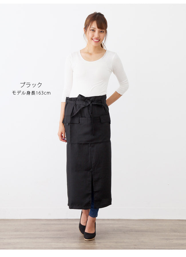 撥水ロング丈サロンエプロンエプロン無地はっ水かわいいおしゃれ保育士